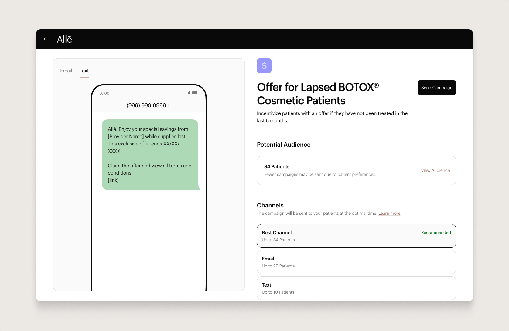 SMS campaign creation flow