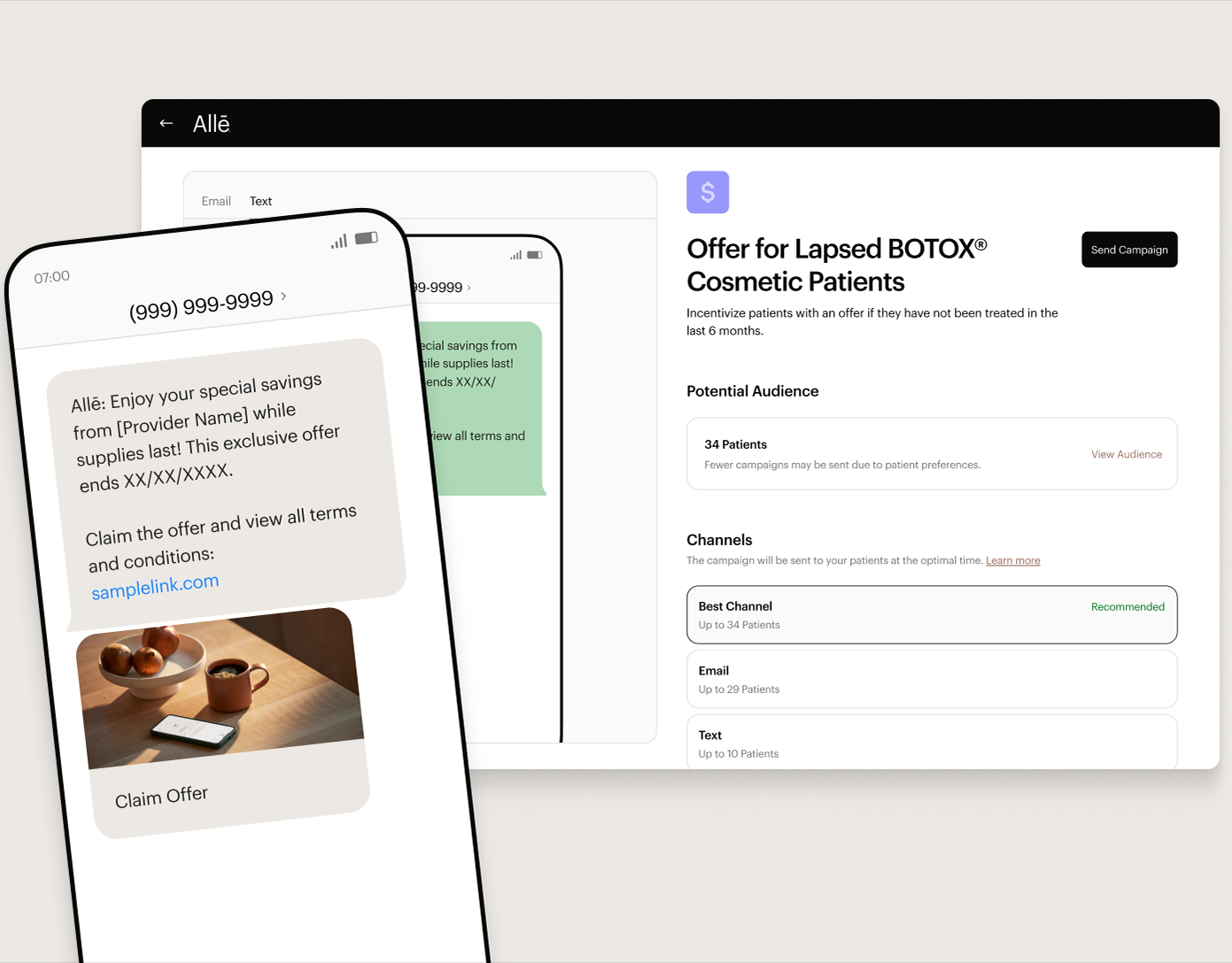 Designing SMS Marketing for Allē Provider